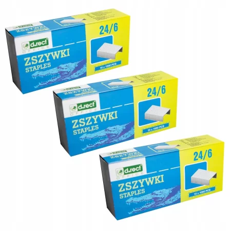 ZSZYWKI D.RECT 24/6 1000SZT OSTRZONE x3 opak.