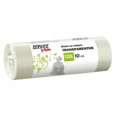 WORKI NA ŚMIECI MOCNE GRUBE TRANSPARENT 120L 10szt