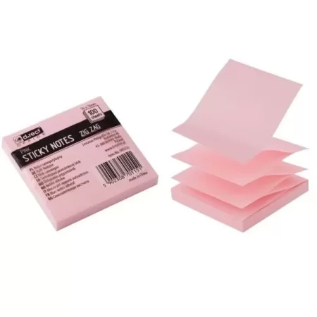 NOTES SAMOPRZYLEPNY D.RECT ZIG-ZAG 75x75mm RÓŻOWY