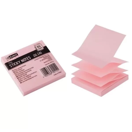 NOTES SAMOPRZYLEPNY D.RECT ZIG-ZAG 75x75mm RÓŻOWY