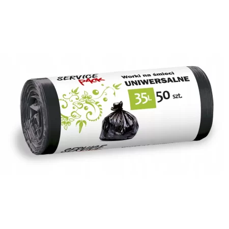 WORKI NA ŚMIECI UNIWERSALNE CZARNE HDPE 35L 50szt.