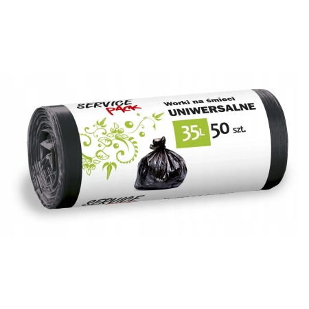 WORKI NA ŚMIECI UNIWERSALNE CZARNE HDPE 35L 50szt.