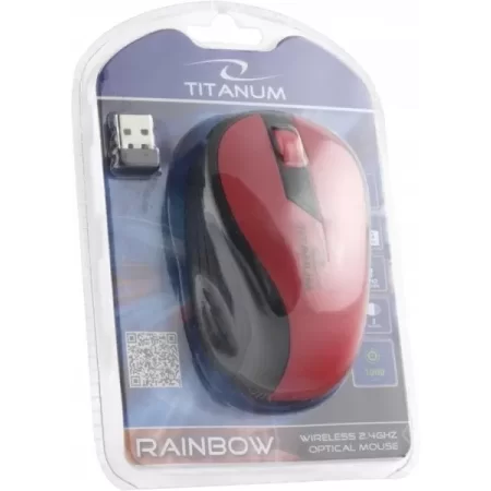 MYSZ BEZPRZ. 2.4GHZ 3D OPT. USB RAINBOW CZERWONA