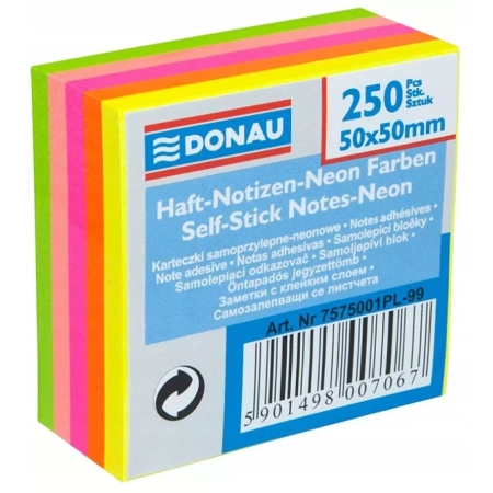 BLOCZEK SAMOPRZYLEPNY DONAU 50X50MM 250 KART NEONOWA MIX