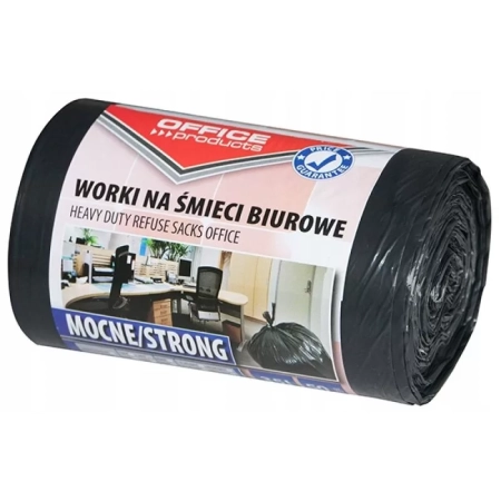 WORKI NA ŚMIECI BIUROWE OFFICE PRODUCTS MOCNE LDPE CZARNE 35L A50
