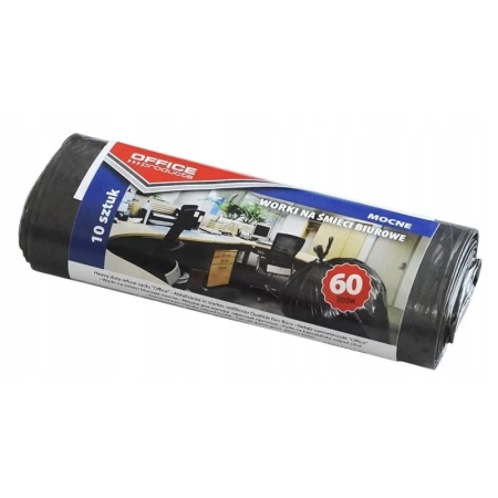 WORKI NA ŚMIECI BIUROWE OFFICE PRODUCTS MOCNE LDPE CZARNE 60L A10