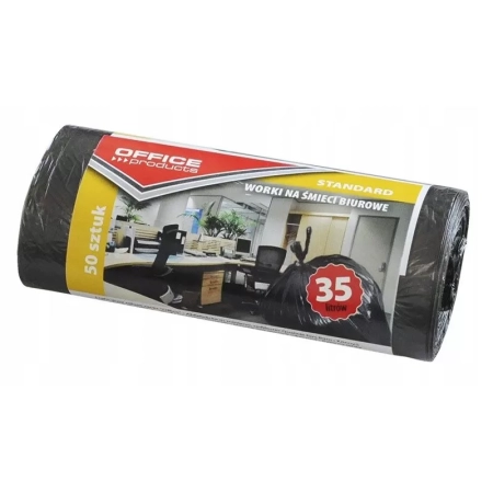 WORKI NA ŚMIECI BIUROWE OFFICE PRODUCTS STANDARD HDPE CZARNE 35L A50