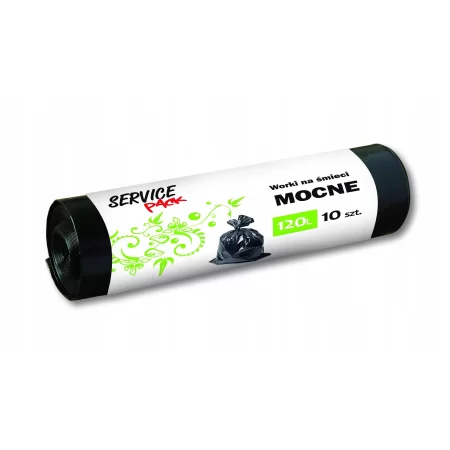 WORKI NA ŚMIECI MOCNE GRUBE LDPE 120L CZARNE 10szt