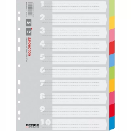 PRZEKŁADKI KARTONOWE OFFICE PRODUCTS A4 227X297MM 10K MIX