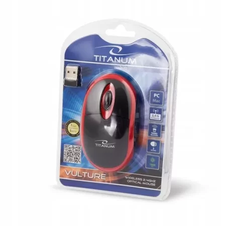MYSZ BEZPRZ. 2.4GHZ 3D OPT. USB VULTURE CZAR/CZERW