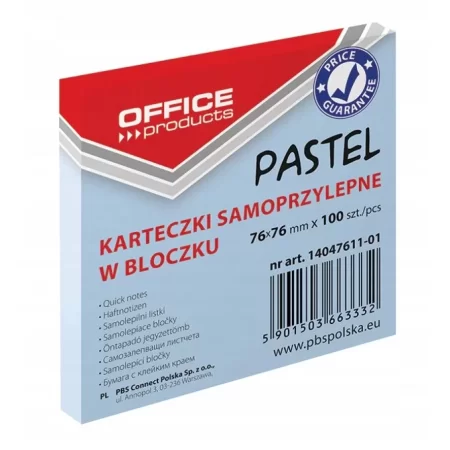 KARTECZKI SAMOPRZYLEPNE 76X76MM PASTEL NIEBIESKIE
