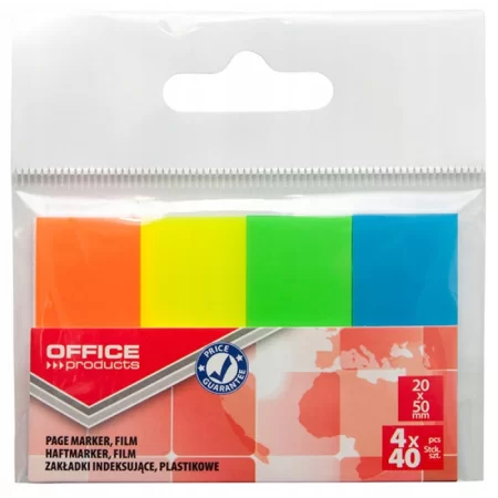 ZAKŁADKI INDEKSUJĄCE PP NEON 20x50mm 4x40szt