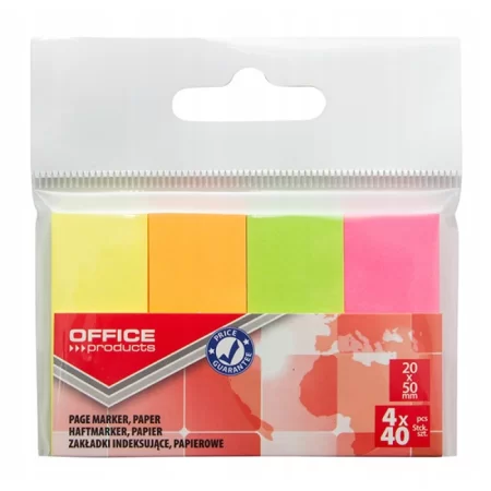 ZAKŁADKI INDEKSUJĄCE PP NEON 20x50mm 4x40szt