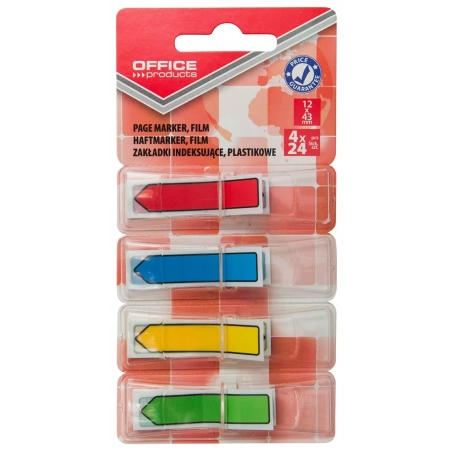 ZAKŁADKI INDEKSUJĄCE OFFICE PRODUCTS PP STRZAŁKA 12X43MM 4X24K MIX