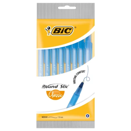 DŁUGOPIS BIC ROUND STICK NIEBIESKI 8szt