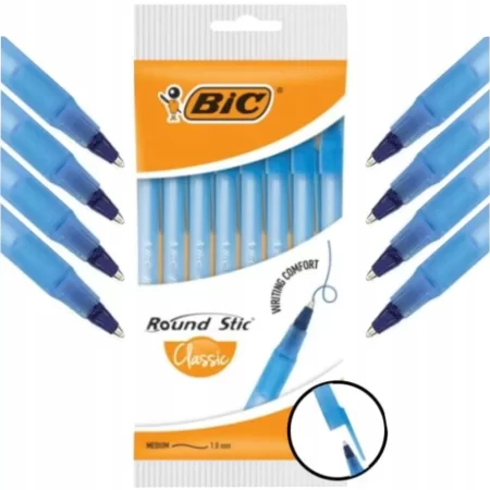 DŁUGOPIS BIC ROUND STICK NIEBIESKI 8szt