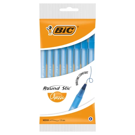 DŁUGOPIS BIC ROUND STICK NIEBIESKI 8szt