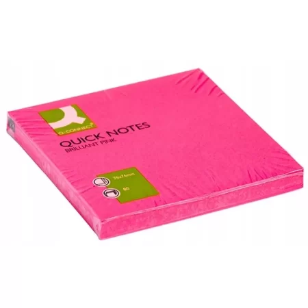 BLOCZEK SAMOPRZYLEPNY Q-CONNECT BRILLIANT 76X76MM 80K RÓŻOWY