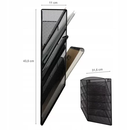 ZESTAW 5 PÓŁEK OFFICE SET METALOWY A4 CZARNY