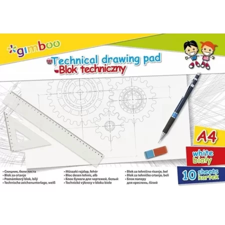 BLOK TECHNICZNY GIMBOO 150G A4 10K BIAŁY