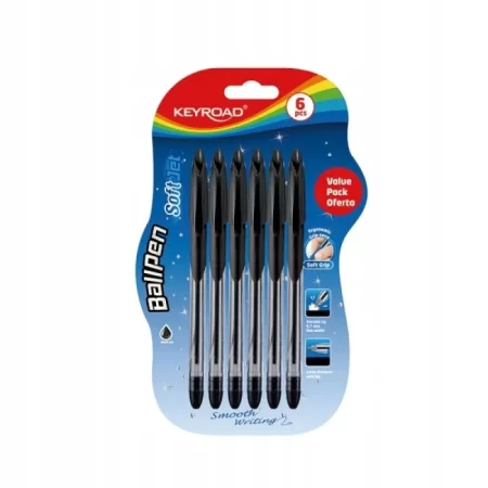 DŁUGOPIS BALL PEN SOFT JET 0,7MM CZARNY 6SZT