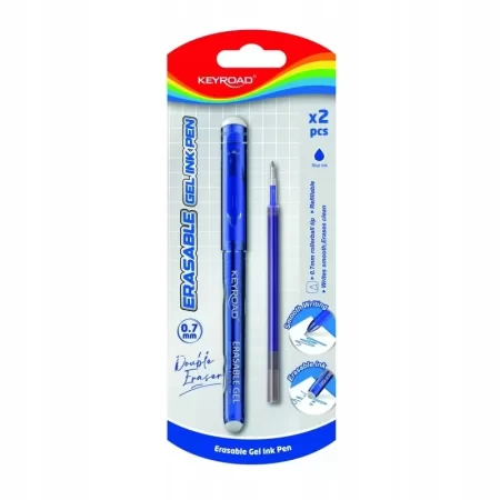 DŁUGOPIS WYMAZYWALNY KEYROAD 0,7MM PLUS WKŁAD/ZAPAS BLISTER NIEBIESKI