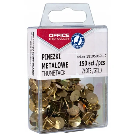 PINEZKI METALOWE W PUDEŁKU ZŁOTE OFFICE PRODUCTS 150szt