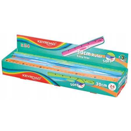LINIJKA Z UCHWYTEM KEYROAD SOFT GRIP 30CM MIX KOLORÓW