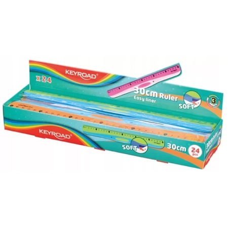 LINIJKA Z UCHWYTEM KEYROAD SOFT GRIP 30CM MIX
