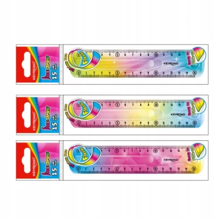 LINIJKA KEYROAD 15CM ELASTYCZNA TĘCZOWA MIX