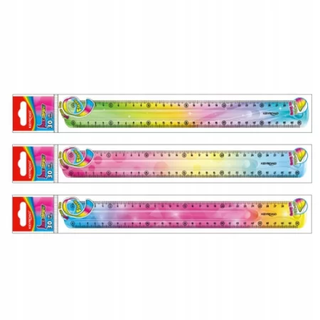 LINIJKA KEYROAD 30CM ELASTYCZNA TĘCZOWA MIX