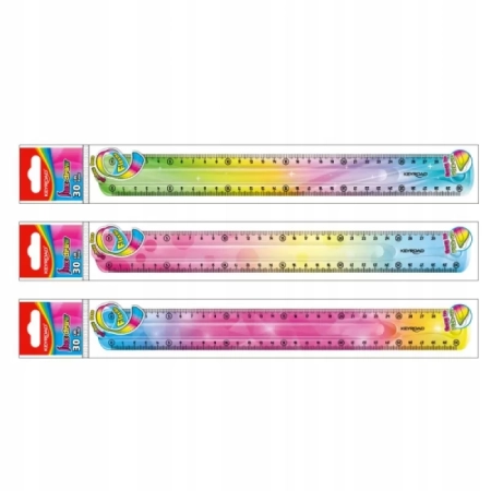 LINIJKA KEYROAD 30CM ELASTYCZNA TĘCZOWA MIX