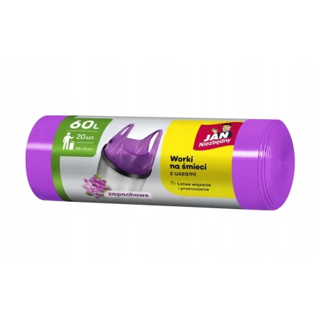 WORKI NA ŚMIECI JAN NIEZBĘDNY HDPE T-SHIRT 60L 20szt FIOLETOWE