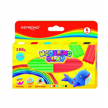 PLASTELINA KEYROAD 6X30G PUDEŁKO MIX