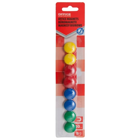 MAGNESY DO TABLIC OKRĄGŁE 20MM OFFICE PRODUCTS MIX 8szt