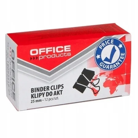 KLIPY DO DOKUMENTÓW OFFICE PRODUCTS 19MM 12SZT CZARNE
