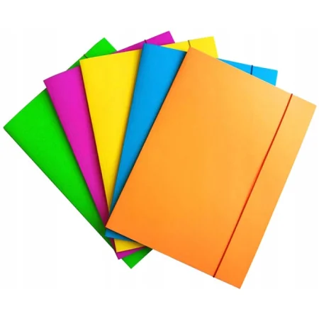 TECZKA KARTONOWA Z GUMKĄ FLUO LAKIEROWANA OFFICE PRODUCTS A4 300G MIX