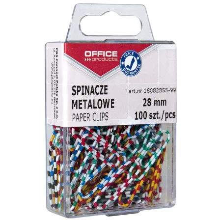 SPINACZE METALOWE ZEBRA POWLEKANE 28MM W PUDEŁKU OFFICE PRODUCTS A100 MIX