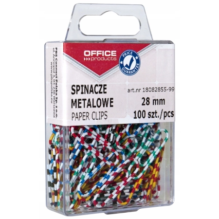 SPINACZE METALOWE ZEBRA POWLEKANE 28MM W PUDEŁKU OFFICE PRODUCTS A100 MIX