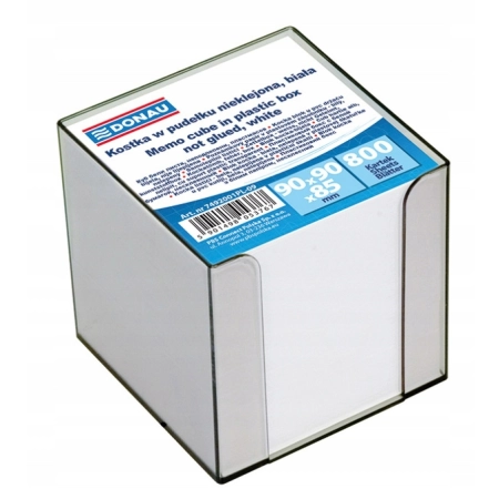 KOSTKA DONAU NIEKLEJONA W PUDEŁKU 95X95X95MM OK 800 KARTEK BIAŁA
