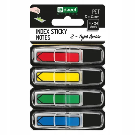 ZAKŁADKI INDEKSUJĄCE PET Z-TYPE 43X12MM 4X24SZT STRZAŁKA