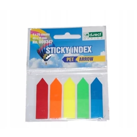 ZAKŁADKI INDEKSUJĄCE PP 45x12mm 5kol/25szt STRZAŁKA