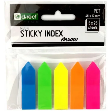 ZAKŁADKI INDEKSUJĄCE PP 45x12mm 5kol/25szt STRZAŁKA