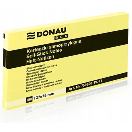 BLOCZEK SAMOPRZYLEPNY DONAU ECO JASNOŻÓŁTY 127X76MM 100K
