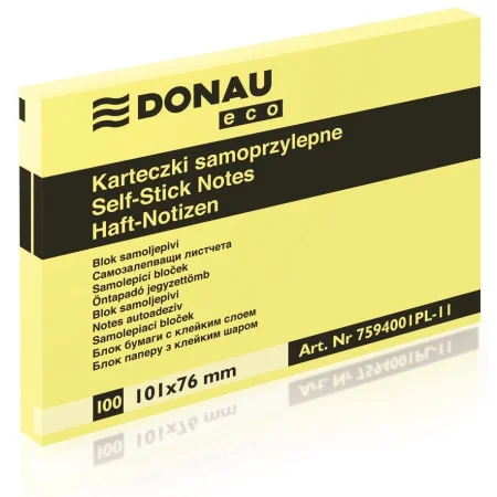 BLOCZEK SAMOPRZYLEPNY DONAU ECO 101X76MM 1X100K JASNOŻÓŁTY