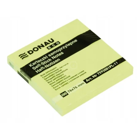 BLOCZEK SAMOPRZYLEPNY DONAU ECO 76X76MM 1X100K JASNOŻÓŁTY