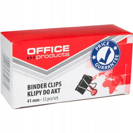 KLIPY DO DOKUMENTÓW OFFICE PRODUCTS 41MM 12SZT CZARNE