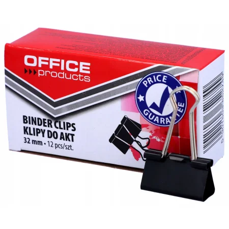 KLIPY DO DOKUMENTÓW OFFICE PRODUCTS 32MM 12SZT CZARNE