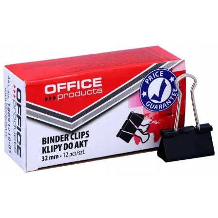 KLIPY DO DOKUMENTÓW OFFICE PRODUCTS 32MM 12SZT CZARNE