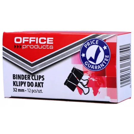 KLIPY DO DOKUMENTÓW OFFICE PRODUCTS 32MM 12SZT CZARNE